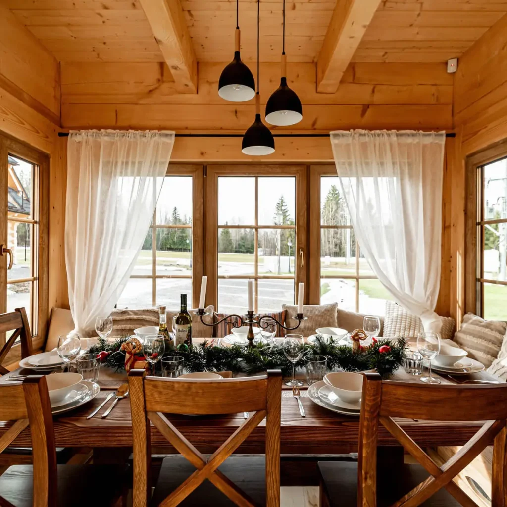 1x1 1200 Domki W Gorach Jadalnia Drewniany Dom Stol Nakryty 1024x1024