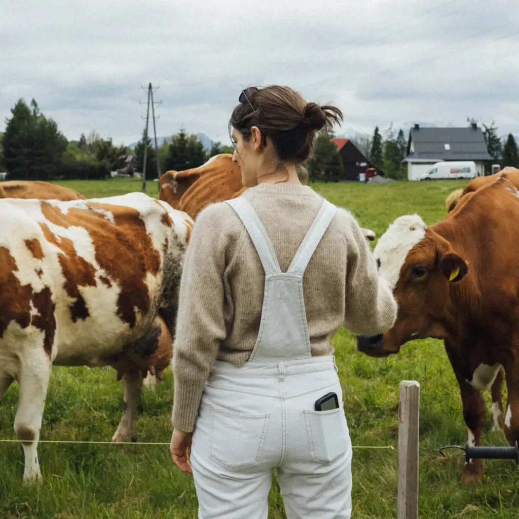 1x1 1200 Domki W Gorach Kobieta Krowy Pastwisko 1024x1024