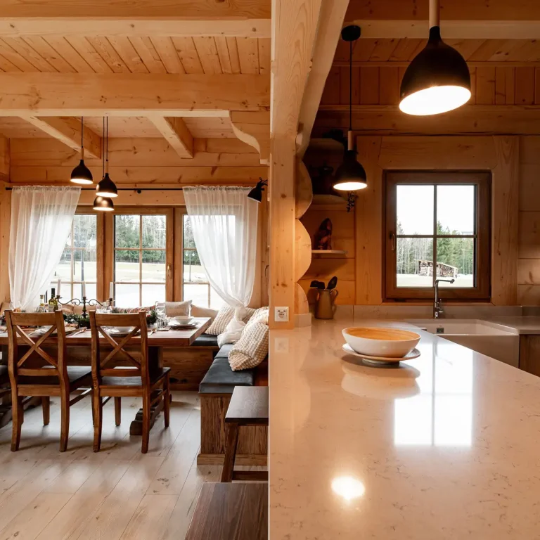 1x1 1200 Wnetrze Drewnianego Domu Na Wynajem Dzianisz Chocholow Kuchnia Jadalnia 768x768